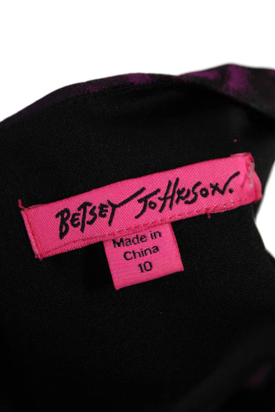 Betsey Johnson Womens Floral Print Sleeveless A-Line Dress Purple Size 10