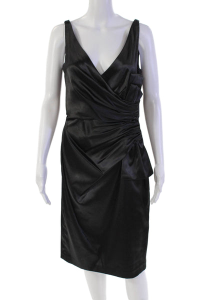Maggy London Womens Bow Design Sleeveless V-Neck Sleek Mini Dress Black Size 10