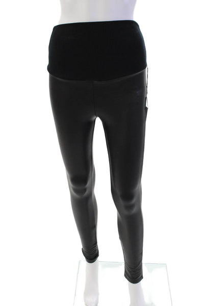 Plush Womens Liquid Double Layer Over-Belly Leggings - Black Size XS