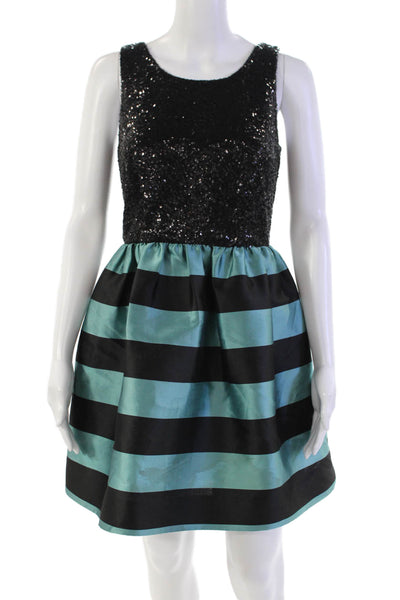 Leifsdottir Women's Scoop Neck Sleeveless Sequin Striped Flare Mini Dress Size 2