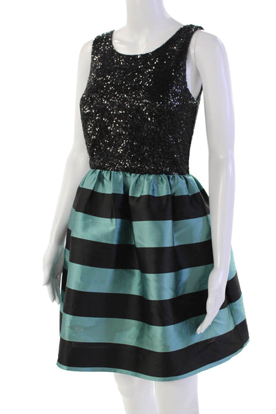 Leifsdottir Women's Scoop Neck Sleeveless Sequin Striped Flare Mini Dress Size 2