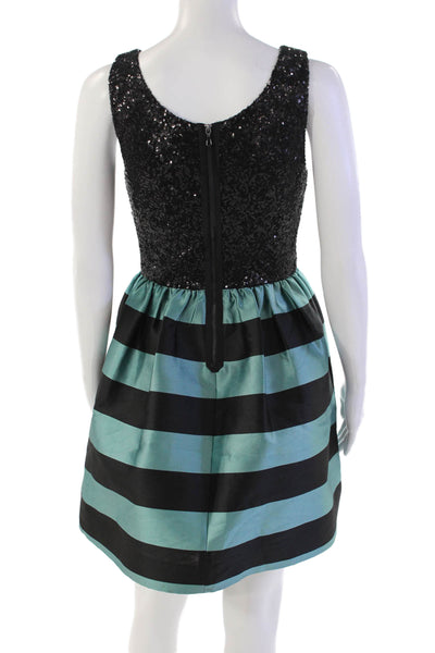 Leifsdottir Women's Scoop Neck Sleeveless Sequin Striped Flare Mini Dress Size 2