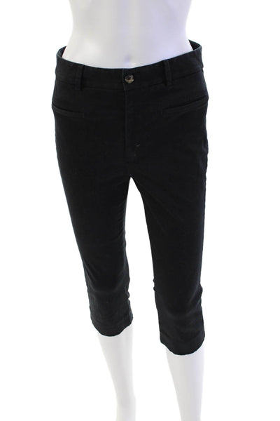 Anthropologie Women's Button Closure Straight Leg Croppped Pants Black Size 2