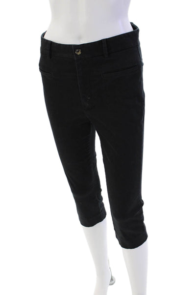 Anthropologie Women's Button Closure Straight Leg Croppped Pants Black Size 2