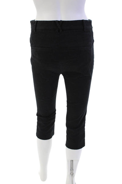 Anthropologie Women's Button Closure Straight Leg Croppped Pants Black Size 2