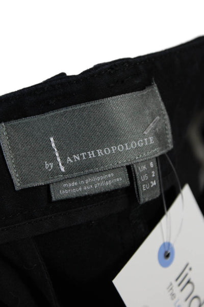 Anthropologie Women's Button Closure Straight Leg Croppped Pants Black Size 2