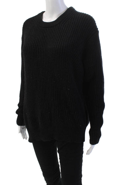 Athleta Womens Long Sleeves Crew Neck Pullover Sweater Black Wool Size Small