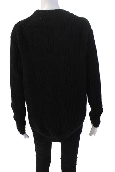 Athleta Womens Long Sleeves Crew Neck Pullover Sweater Black Wool Size Small