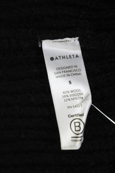 Athleta Womens Long Sleeves Crew Neck Pullover Sweater Black Wool Size Small