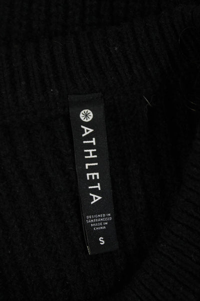 Athleta Womens Long Sleeves Crew Neck Pullover Sweater Black Wool Size Small