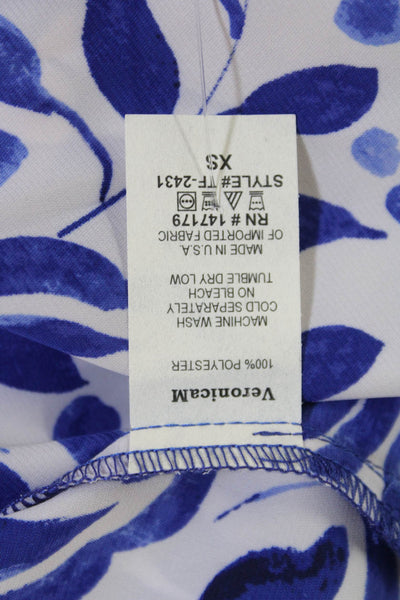 Veronica M Womens Printed Key Hole Neck Tank Top White Blue Size Extra Small