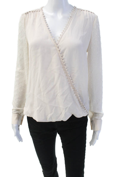 L'Agence Womens Silk Blend V Neck Swiss Dot Blouse Pale Pink Size Extra Small