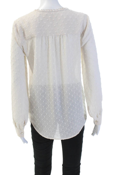 L'Agence Womens Silk Blend V Neck Swiss Dot Blouse Pale Pink Size Extra Small