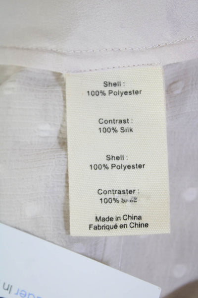 L'Agence Womens Silk Blend V Neck Swiss Dot Blouse Pale Pink Size Extra Small