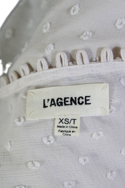 L'Agence Womens Silk Blend V Neck Swiss Dot Blouse Pale Pink Size Extra Small