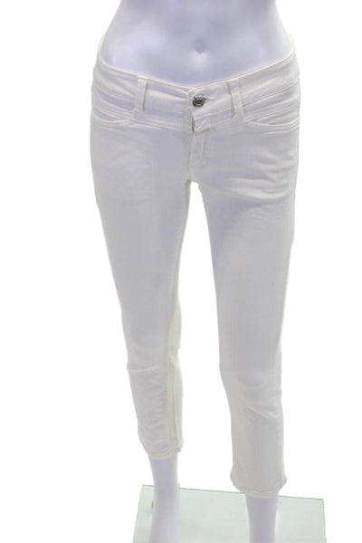 Closed Womens Zipper Fly Mid Rise Straight Cropped Jeans White Denim Size 25