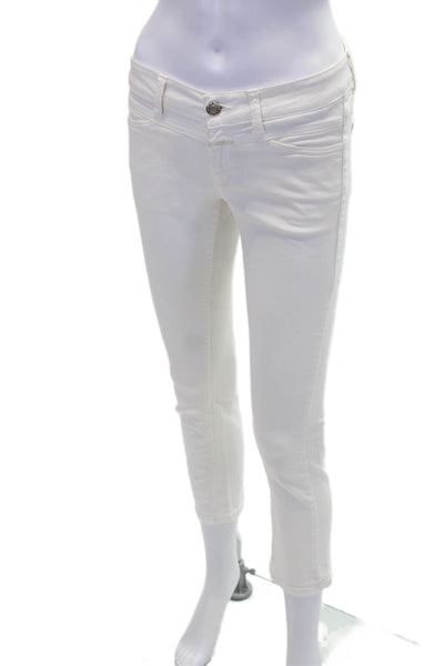 Closed Womens Zipper Fly Mid Rise Straight Cropped Jeans White Denim Size 25