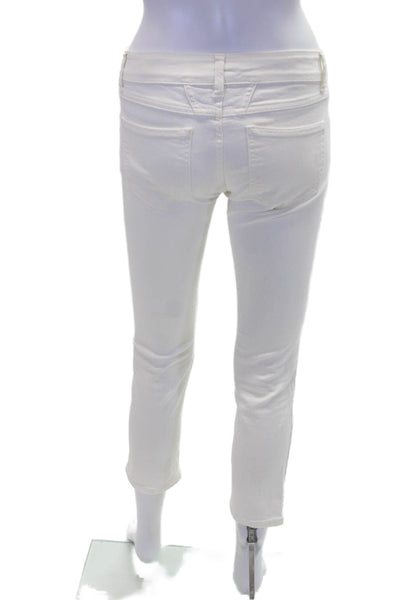 Closed Womens Zipper Fly Mid Rise Straight Cropped Jeans White Denim Size 25