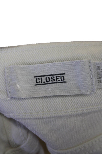Closed Womens Zipper Fly Mid Rise Straight Cropped Jeans White Denim Size 25