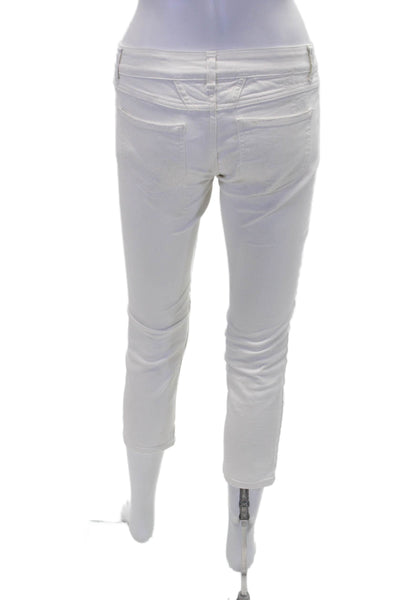 Closed Womens Zipper Fly Mid Rise Distressed Cropped Jeans White Denim Size 24