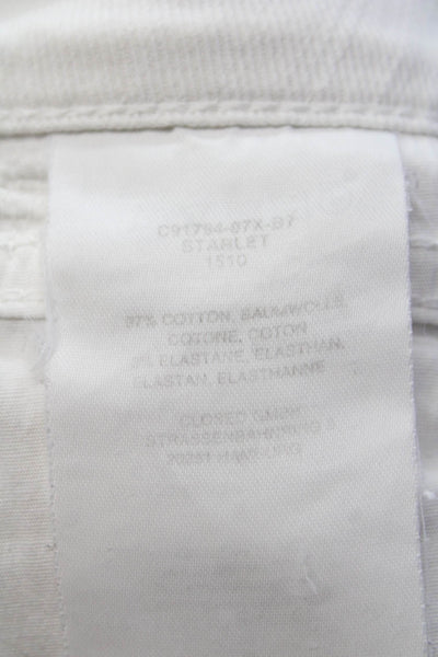 Closed Womens Zipper Fly Mid Rise Distressed Cropped Jeans White Denim Size 24