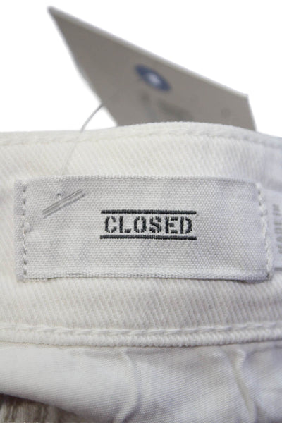 Closed Womens Zipper Fly Mid Rise Distressed Cropped Jeans White Denim Size 24