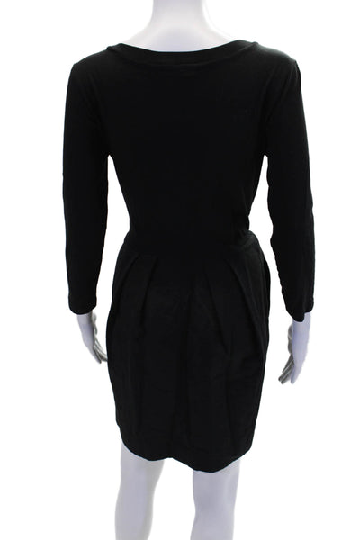 See by Chloe Womens Long Sleeve Pleated Zip Pocket T Shirt Dress Black Size 6