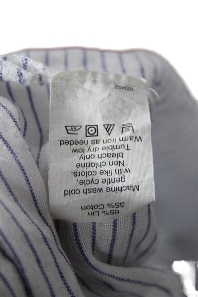 J Crew Women's Round Neck Sleeveless Tie Front Blouse Blue Striped Size 6