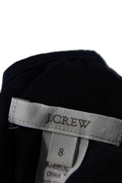 J Crew Women's Scoop Neck Lace Trim Sleeveless Silk Tank Top Navy Blue Size 8