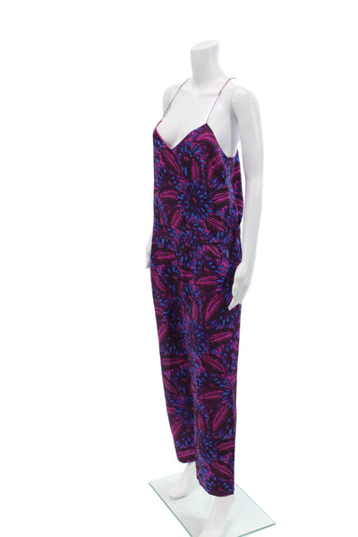 J Crew Women's V-Neck Spaghetti Straps Straight Leg Jumpsuit Floral Size 8