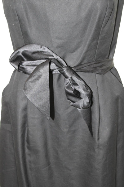 J Crew Women's Square Neck Sleeveless Pleated Tie Belt Mini Dress Black Size 6