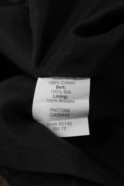 J Crew Women's Square Neck Sleeveless Pleated Tie Belt Mini Dress Black Size 6