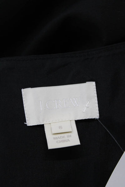J Crew Women's Square Neck Sleeveless Pleated Tie Belt Mini Dress Black Size 6