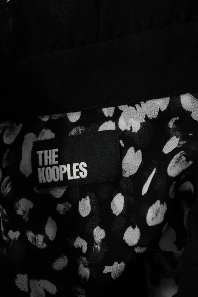 The Kooples Womens Textured Long Sleeve V-neck Polka Dot Blouse Black Size 03