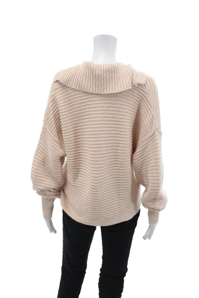 Free People Womens Long Sleeve V Neck Oversized Sweater Pink Cotton Size XS