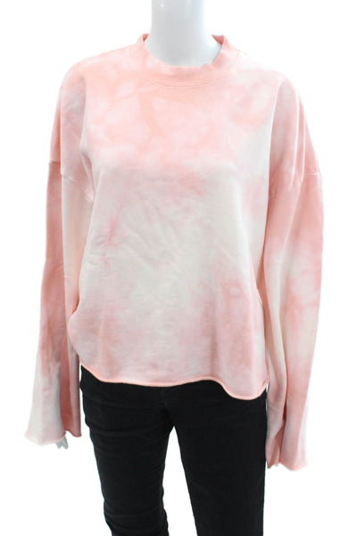 Allsaints Womens Long Sleeve Crew Neck Tie Dyed Sweater Pink White Size Medium