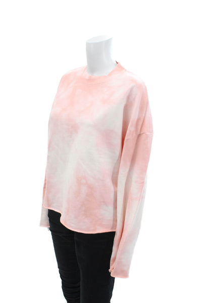 Allsaints Womens Long Sleeve Crew Neck Tie Dyed Sweater Pink White Size Medium
