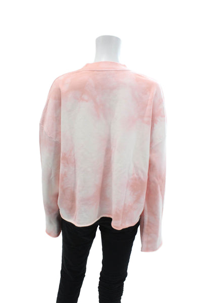 Allsaints Womens Long Sleeve Crew Neck Tie Dyed Sweater Pink White Size Medium