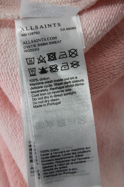 Allsaints Womens Long Sleeve Crew Neck Tie Dyed Sweater Pink White Size Medium