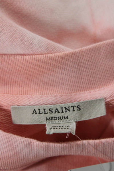 Allsaints Womens Long Sleeve Crew Neck Tie Dyed Sweater Pink White Size Medium