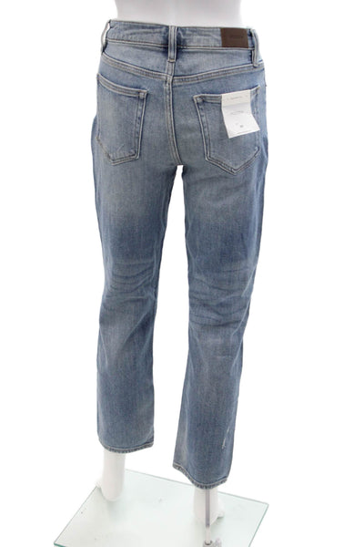 Hidden Womens Button Fly High Rise Distressed Straight Leg Jeans Blue Size 26