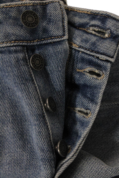 Hidden Womens Button Fly High Rise Distressed Straight Leg Jeans Blue Size 26
