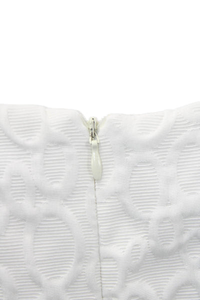 Sandra Darren Womens Back Zip Sleeveless Bow Boat Neck Sheath Dress White Size 6