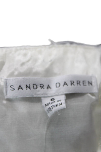 Sandra Darren Womens Back Zip Sleeveless Bow Boat Neck Sheath Dress White Size 6