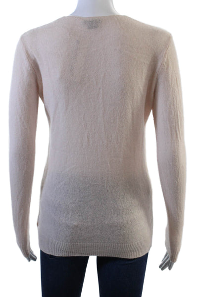 Theory Womens Cashmere V-Neck Long Sleeve Pullover Sweater Pink Size P