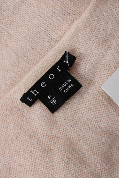 Theory Womens Cashmere V-Neck Long Sleeve Pullover Sweater Pink Size P