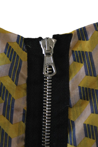 Rag & Bone Womens Geometric Print Sleeveless Cutout Blouse Top Yellow Size S