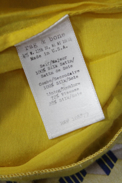 Rag & Bone Womens Geometric Print Sleeveless Cutout Blouse Top Yellow Size S