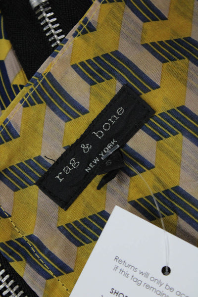 Rag & Bone Womens Geometric Print Sleeveless Cutout Blouse Top Yellow Size S