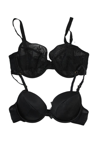 Panache Womens Underwire Sheer Cup Bra & Padded Bra Set Black Size 36DD/34B